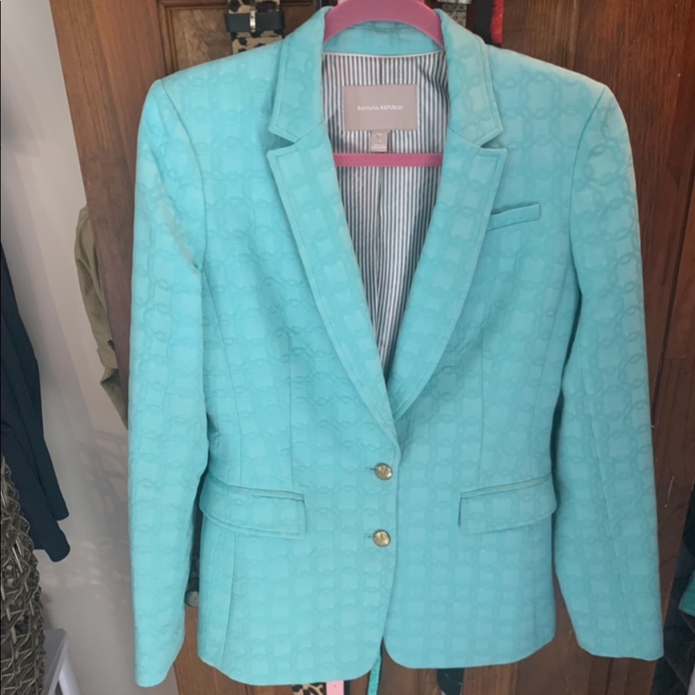 Banana Republic Teal Textured Blazer Tall size